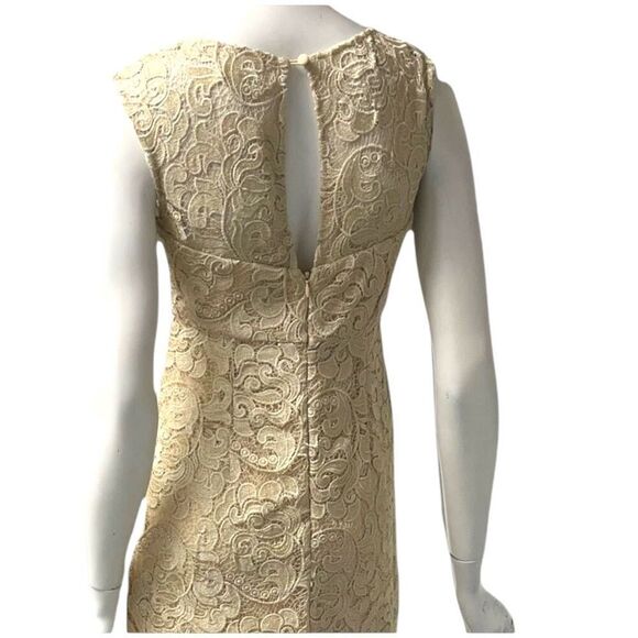 Aidan Mattox Gold Lace V Neck Front Slit Sleeveless Gown Sz 2 NWT MSPR $395 - Picture 4 of 8
